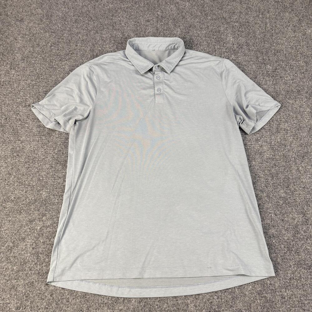 Lululemon Polo Shirt Mens XL Gray Blue Performance Golf Athletic Short Sleeve